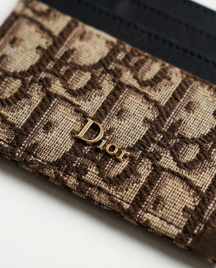 Dior Oblique Jacquard Card Holder Beige and Black "Unworn"