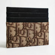 Dior Oblique Jacquard Card Holder Beige and Black 