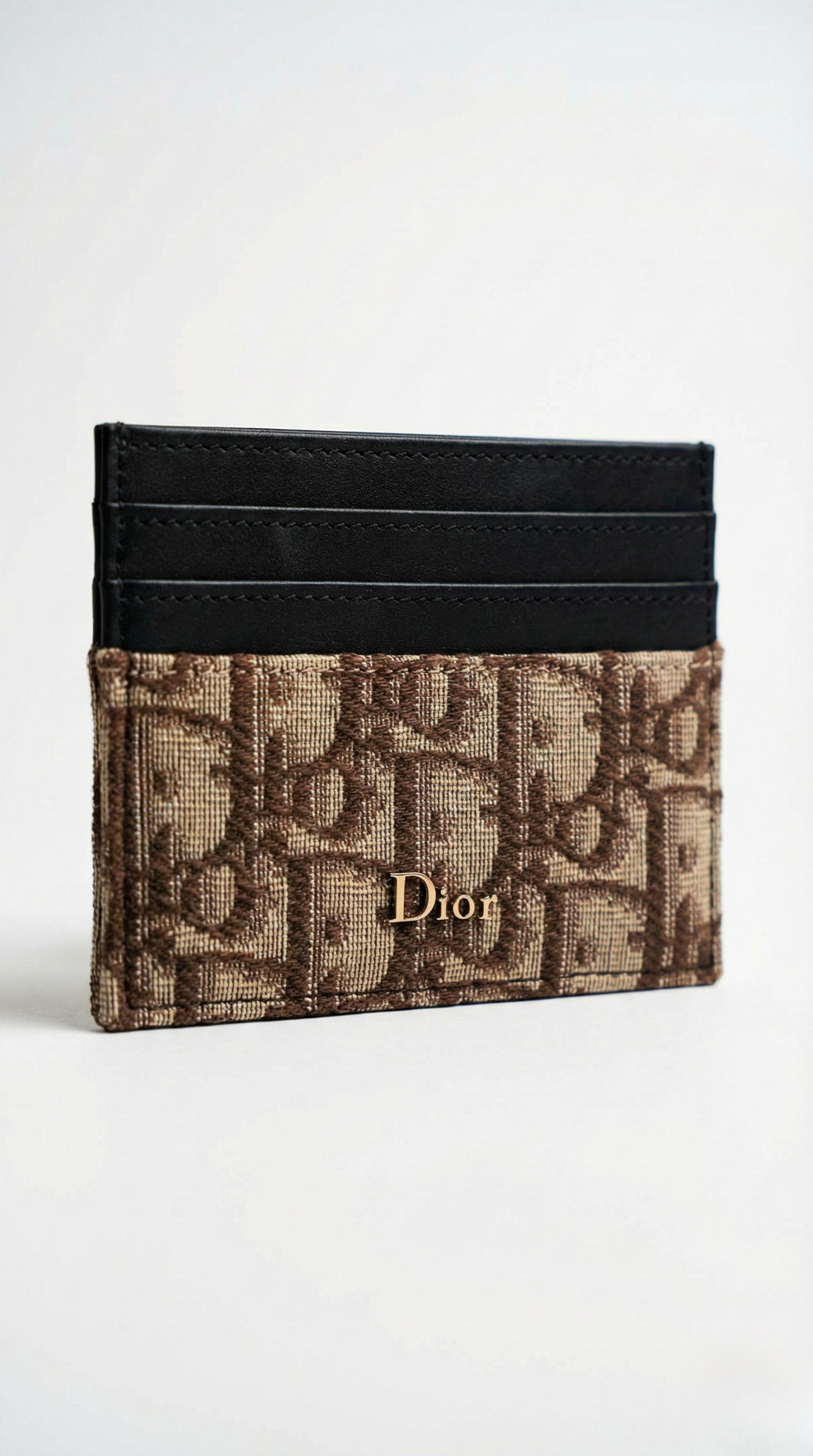 Dior Oblique Jacquard Card Holder Beige and Black 