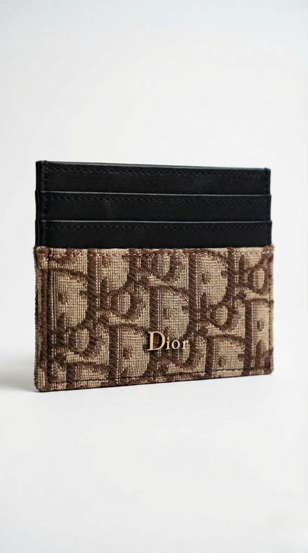Dior Oblique Jacquard Card Holder Beige and Black "Unworn"