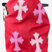 Chrome Hearts Red Leather Cross Patch Tote Bag 