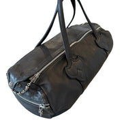 Chrome Hearts Black Leather Duffel Bag 