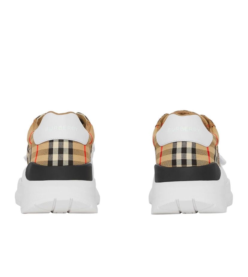 Burberry Check, Suede and Leather Sneaker Size 7.5 