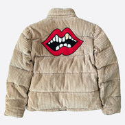 Chrome Hearts Beige Corduroy Chomper Puffer Jacket Size M 