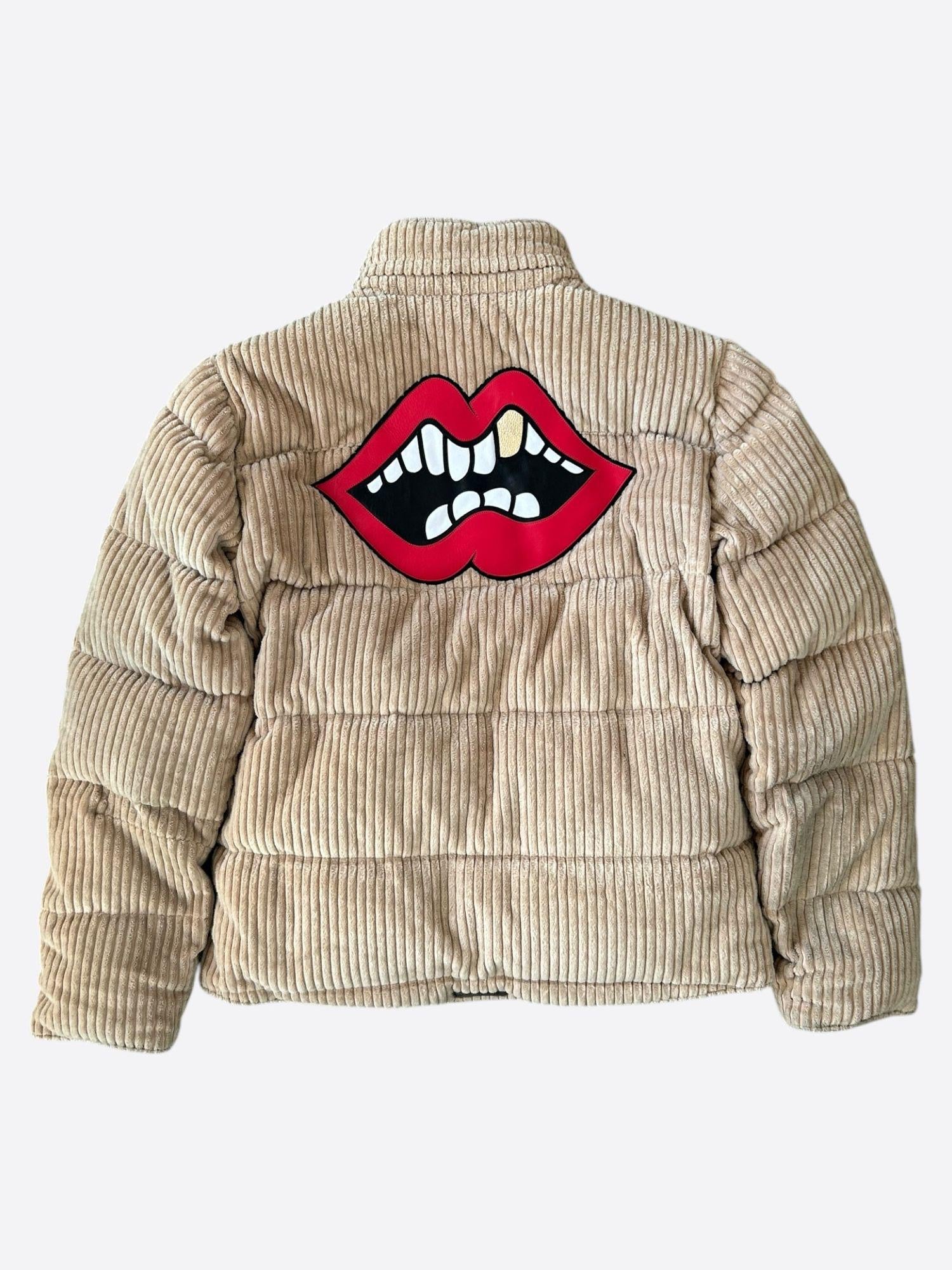 Chrome Hearts Beige Corduroy Chomper Puffer Jacket Size M 