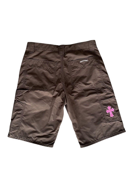 Chrome Hearts Brown Nylon & Leather Carpenter Shorts Size 32 "Never Owned"