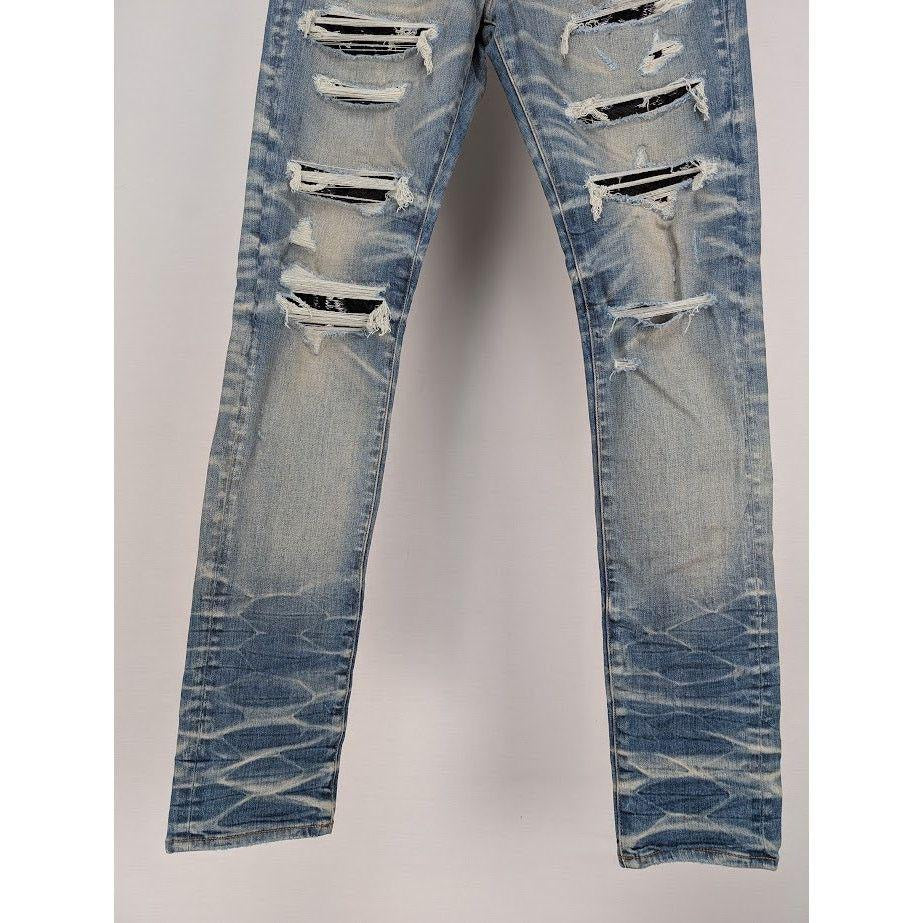 Amiri Vintage Indigo Black Sequin Thrasher Jeans 