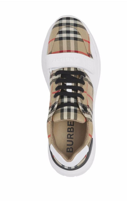Burberry Check, Suede and Leather Sneaker Size 7.5 "Never Owned"