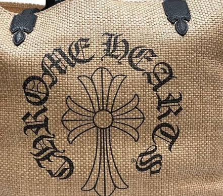 Chrome Hearts Beige & Black Cross Logo Beach Tote Bag "Never Owned"