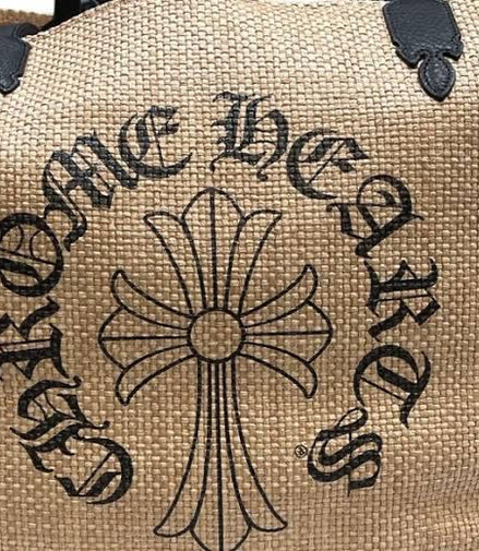 Chrome Hearts Beige & Black Cross Logo Beach Tote Bag "Never Owned"