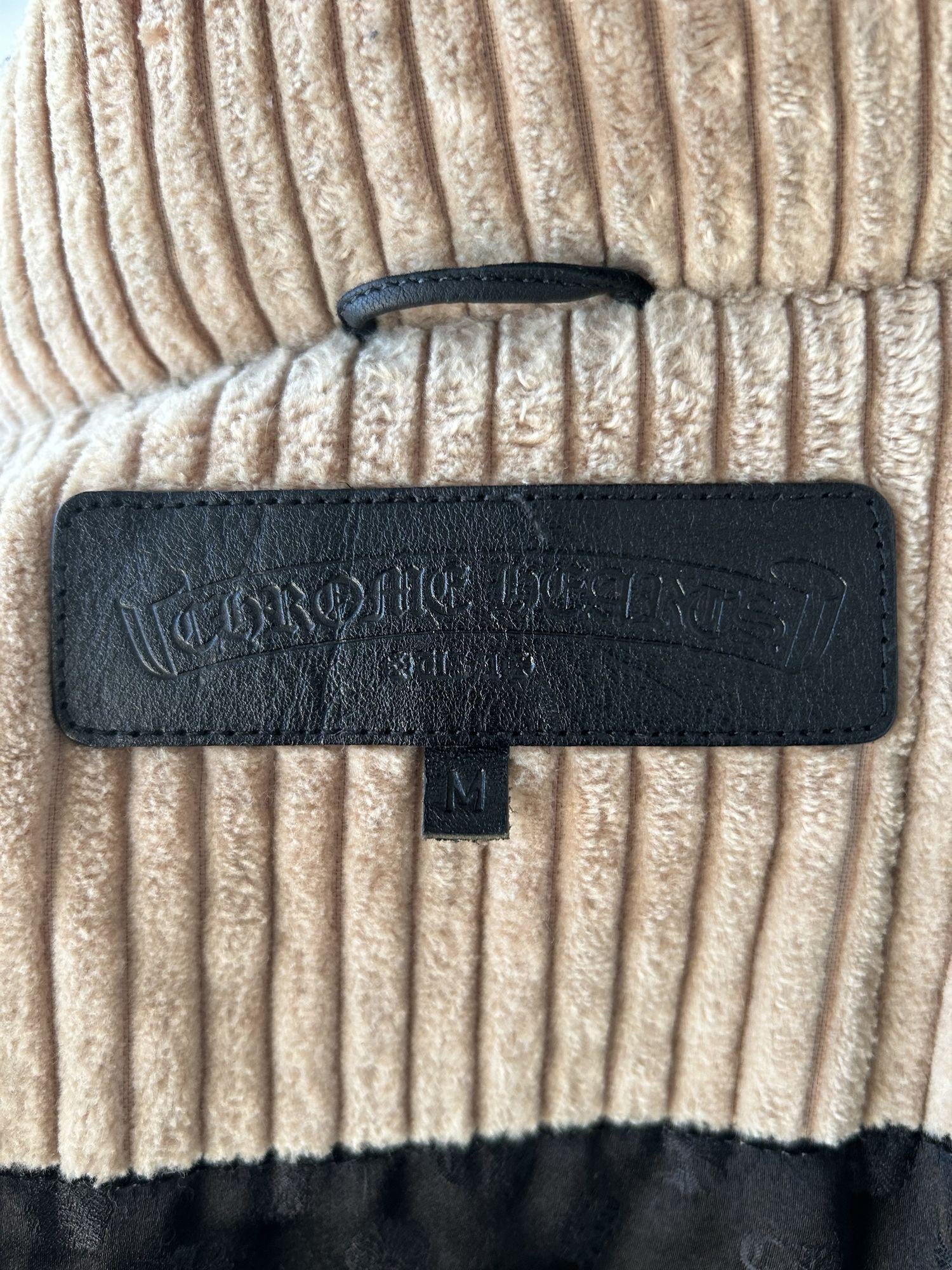 Chrome Hearts Beige Corduroy Chomper Puffer Jacket Size M 