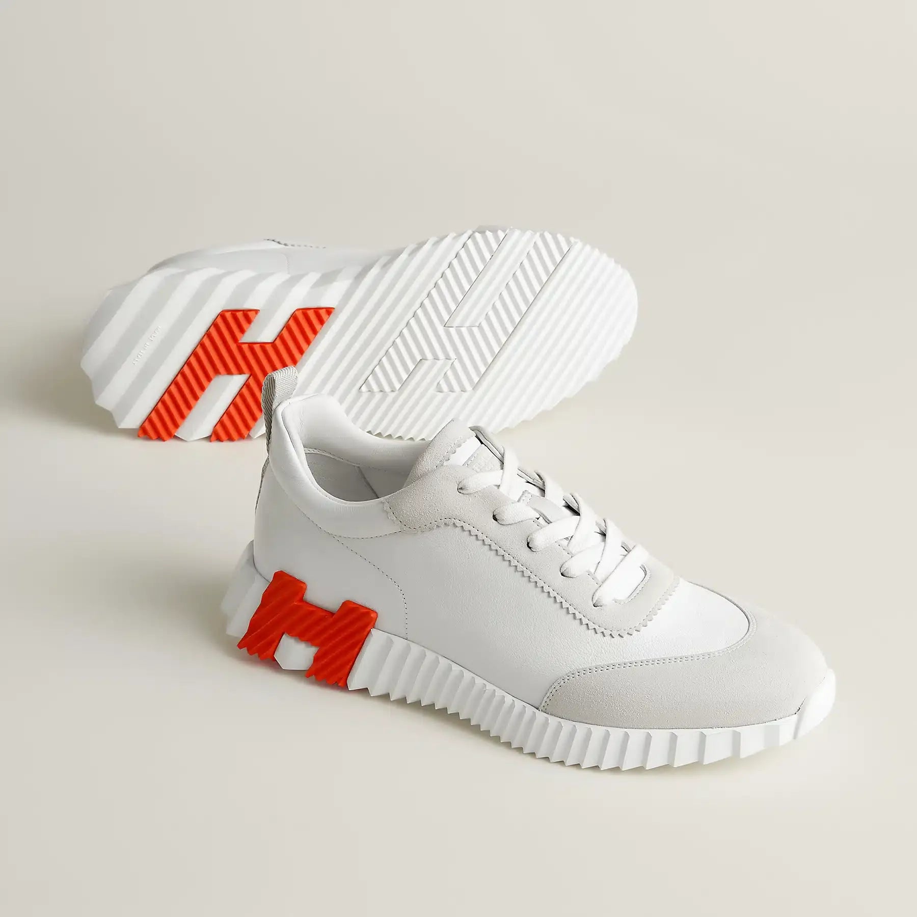 Hermès Bouncing Sneakers White and Orange 