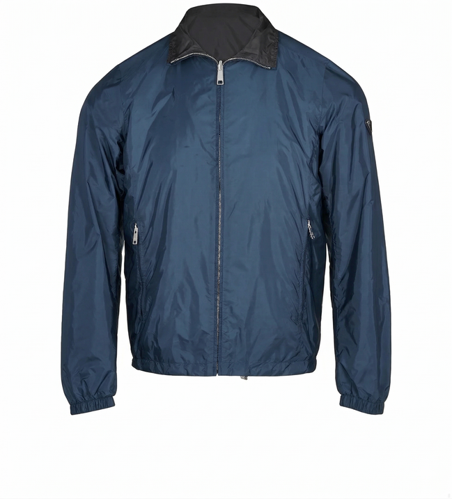 Prada Re-Nylon Enamel Logo Reversible Teal/Black Jacket (Pre-Loved)
