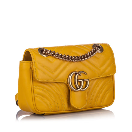 Gucci GG Marmont Matelassé Yellow Leather Mini Bag (Pre-Loved)