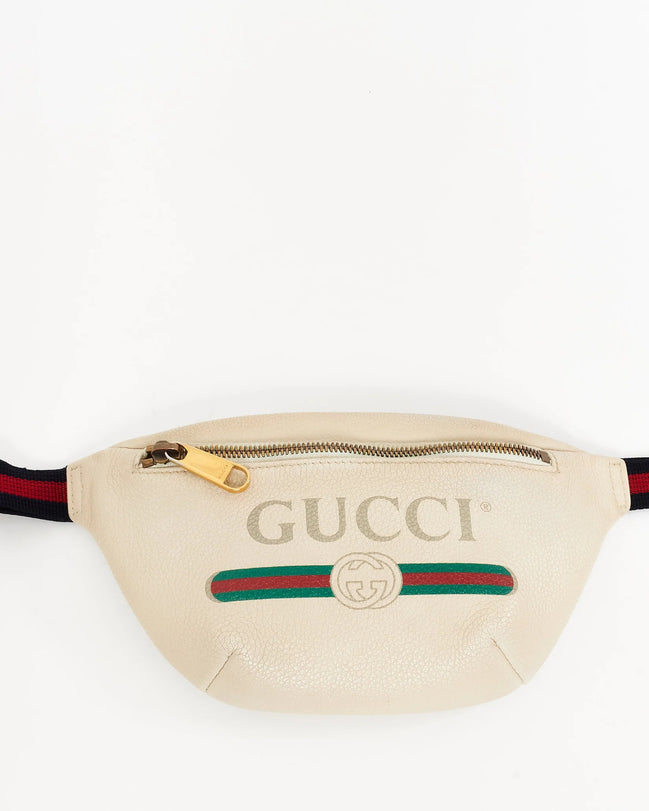 Gucci Vintage Logo Belt Bag Off-White Leather (Pre-Loved)