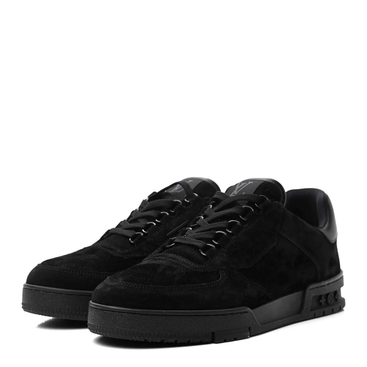 Louis Vuitton Black Suede & Leather Low-Top Sneakers (Pre-Loved)