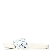 Louis Vuitton White and Silver Monogram Sliders 