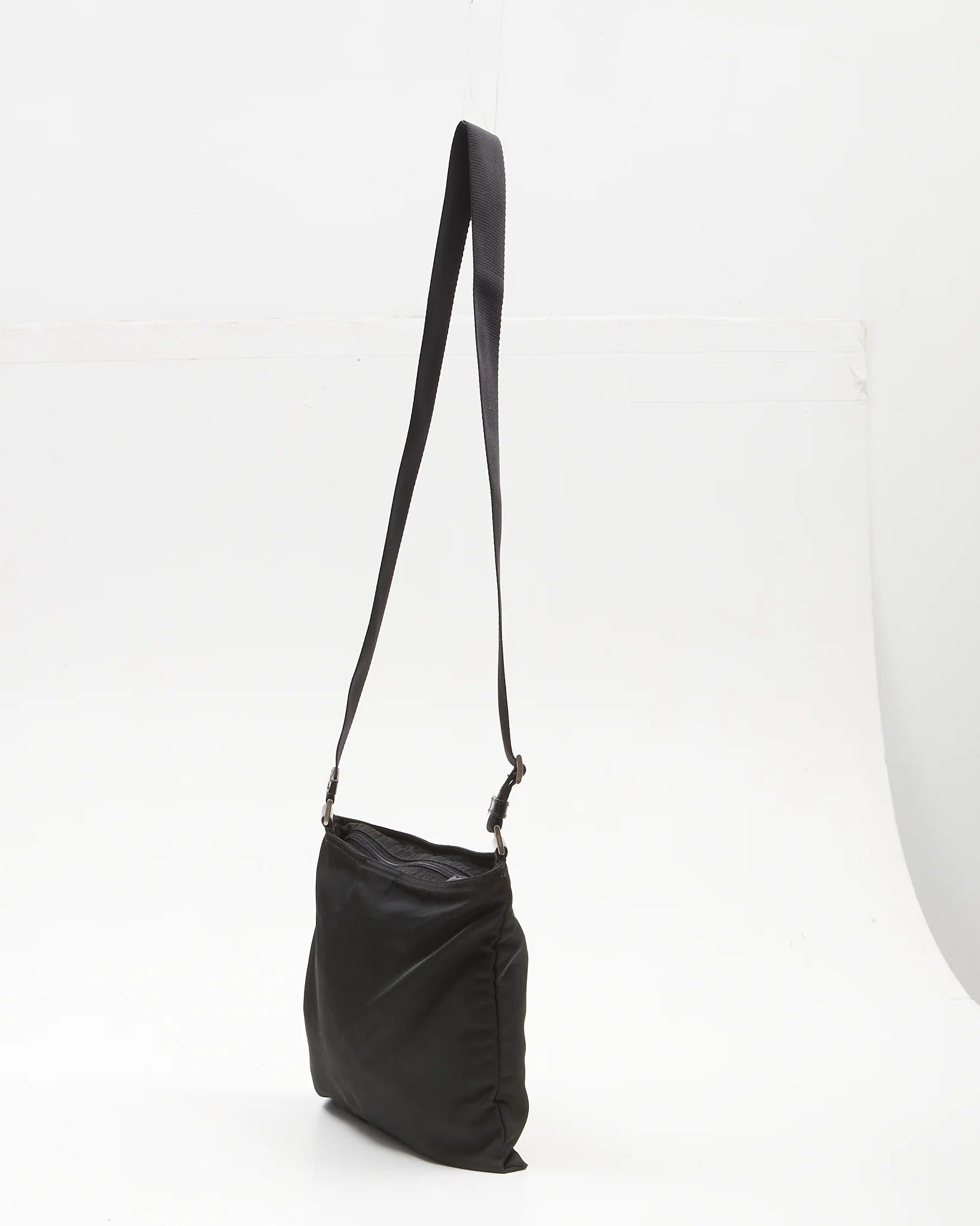 Prada Re-Nylon Enamel Logo Black Crossbody Bag (Pre-Loved)