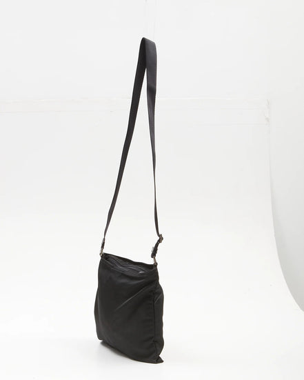 Prada Re-Nylon Enamel Logo Black Crossbody Bag (Pre-Loved)