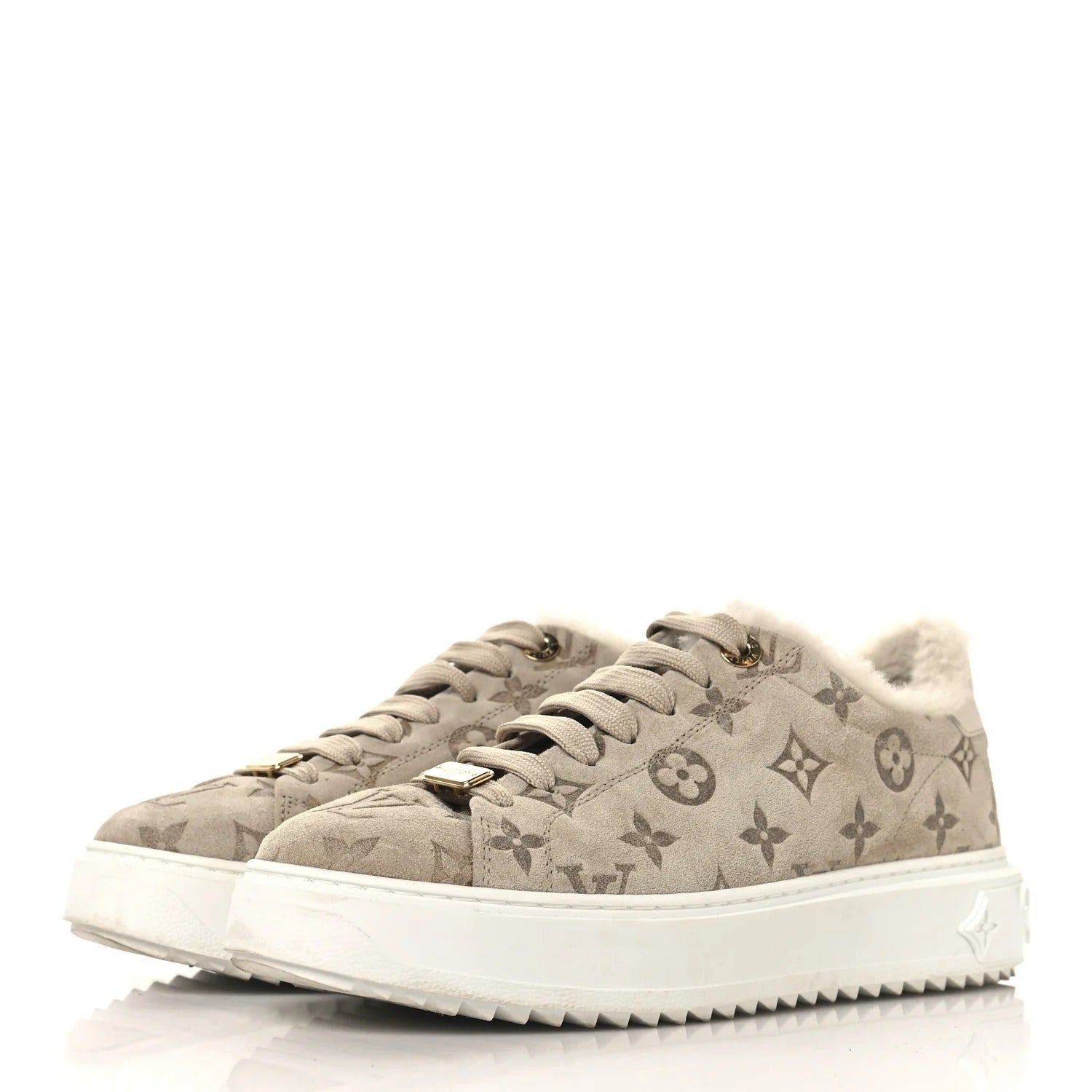 Louis Vuitton Beige Monogram Suede Time Out Sneakers 