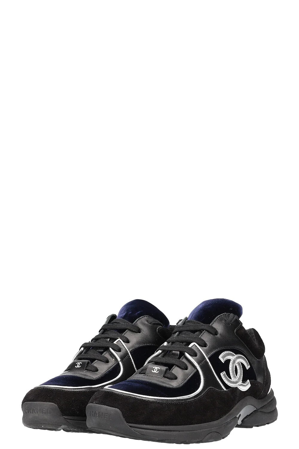 Chanel Velour Runners Black & Silver 