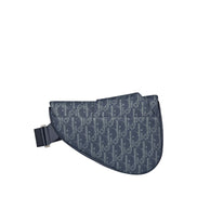 Dior Navy Blue Oblique Jacquard Floral Motif Saddle Bag (Pre-Loved)