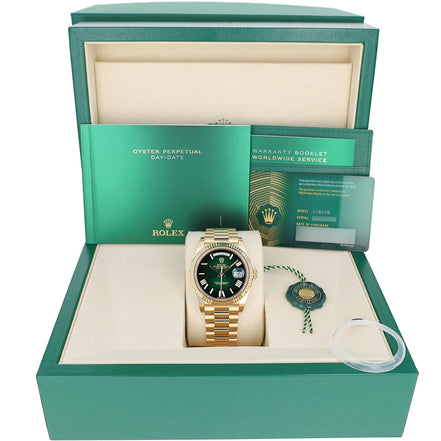 Rolex Day-Date 36 128238 Yellow Gold Green Ombré Diamond Dial "Unworn"