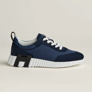 Hermès Bouncing Navy Mesh and Suede Sneakers 