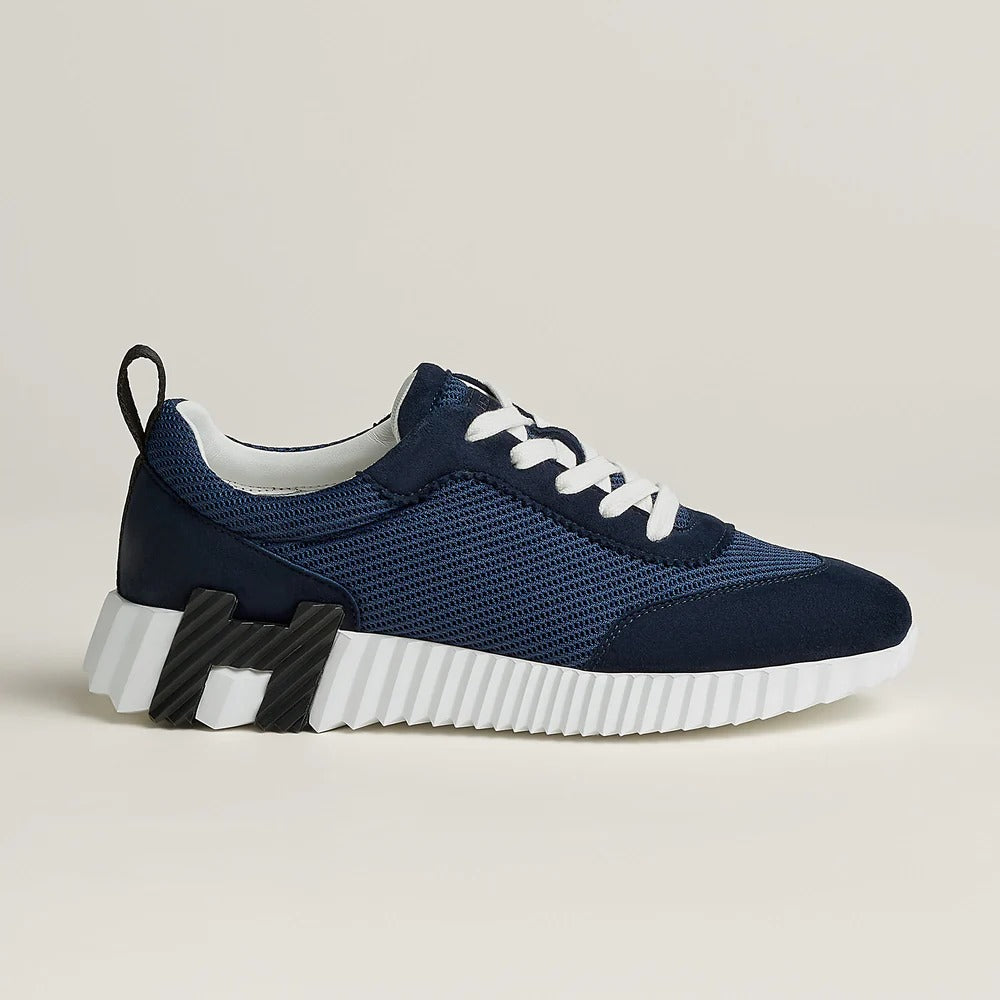Hermès Bouncing Navy Mesh and Suede Sneakers 