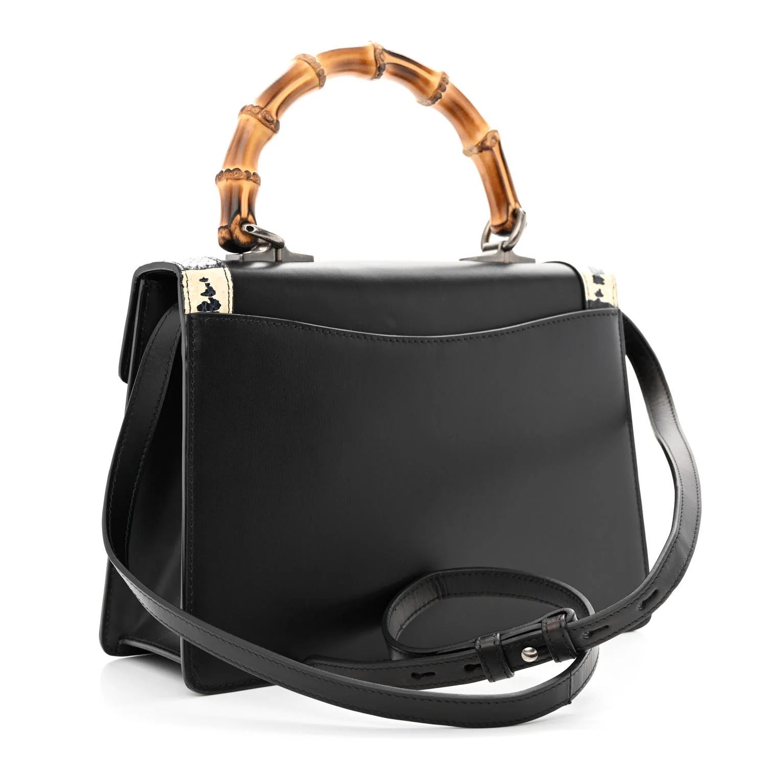 Gucci Lilith Black Leather Bamboo Top Handle Bag (Pre-Loved)