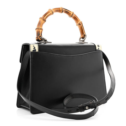 Gucci Lilith Black Leather Bamboo Top Handle Bag (Pre-Loved)