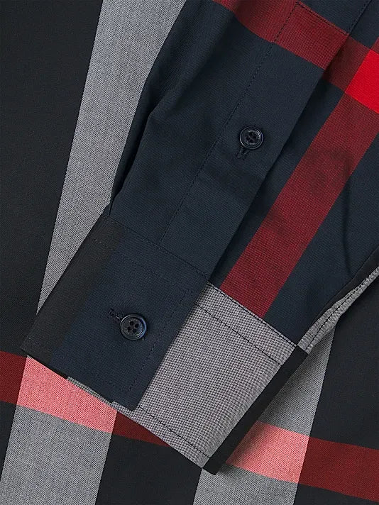 Burberry Charcoal and Red Check Long-Sleeve Shirt (Pre-Loved)