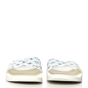 Louis Vuitton White and Silver Monogram Sliders 