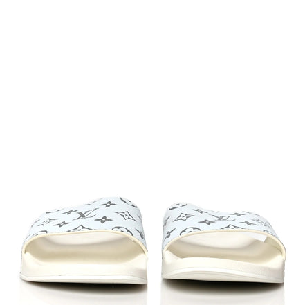 Louis Vuitton White and Silver Monogram Sliders "Unworn"