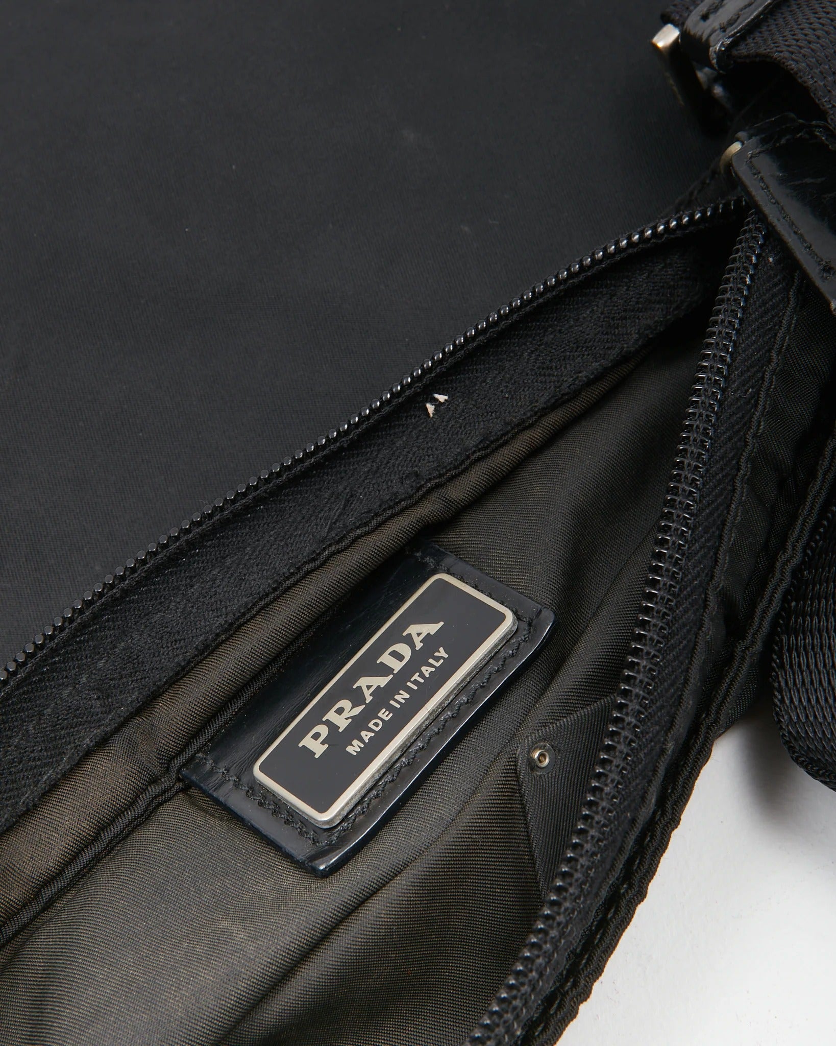 Prada Re-Nylon Enamel Logo Black Crossbody Bag (Pre-Loved)