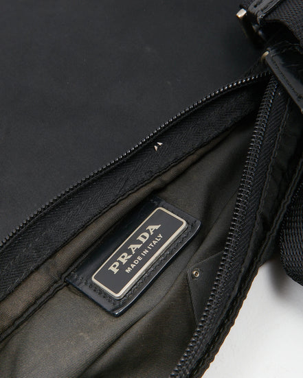 Prada Re-Nylon Enamel Logo Black Crossbody Bag (Pre-Loved)
