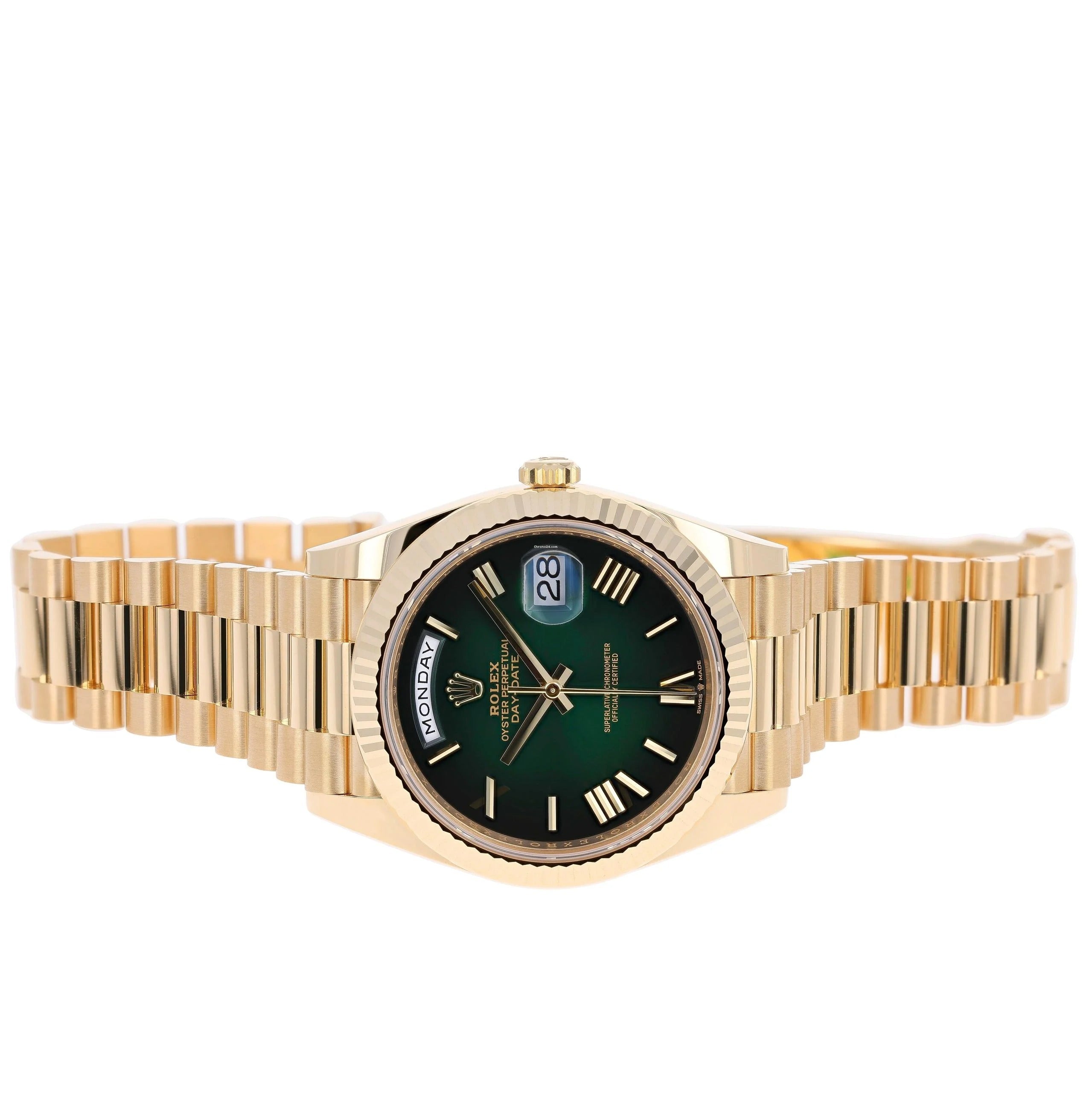 Rolex Day-Date 36 128238 Yellow Gold Green Ombré Diamond Dial 