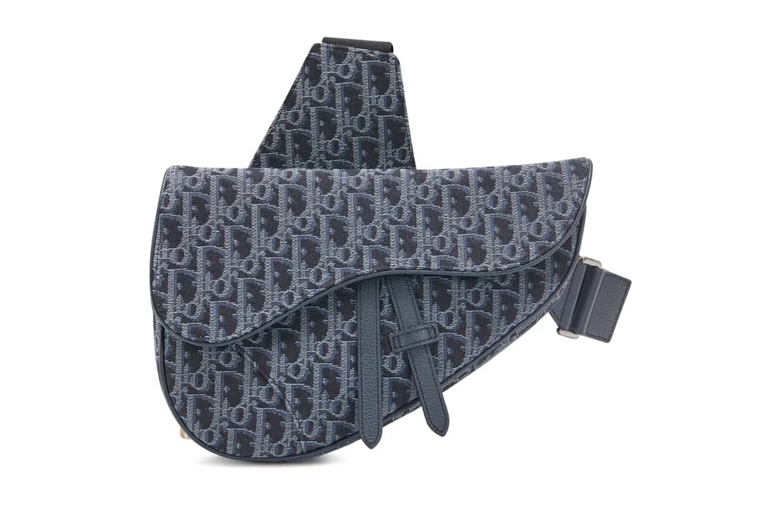 Dior Black & Grey Oblique Jacquard Saddle Bag (Pre-Loved)
