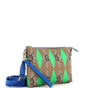 Gucci Geometric G Print Portfolio Pouch Beige/Ebony/Green (Pre-Loved)