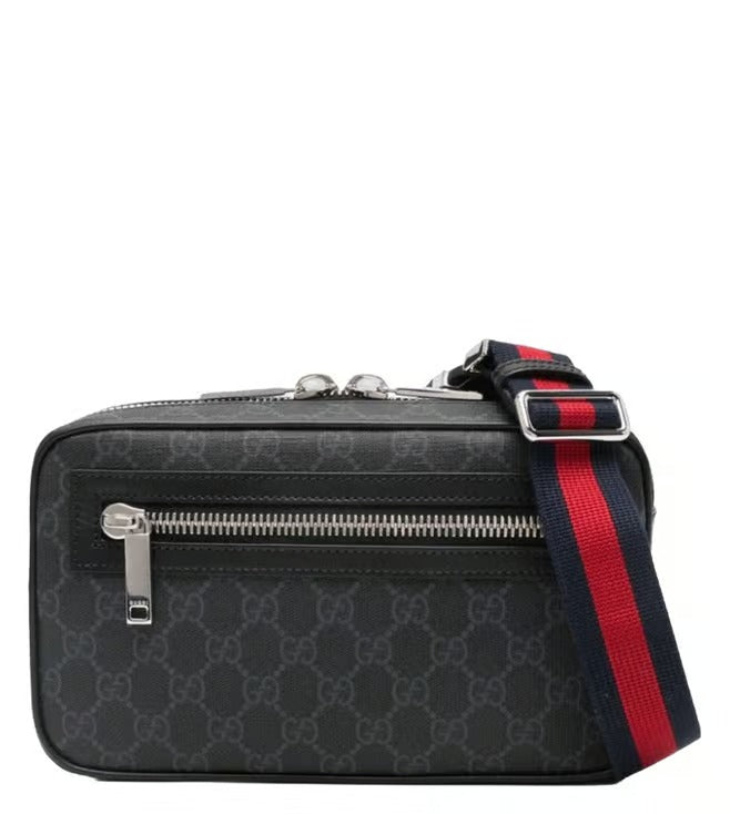 Gucci Black and Grey GG Supreme Belt Bag 