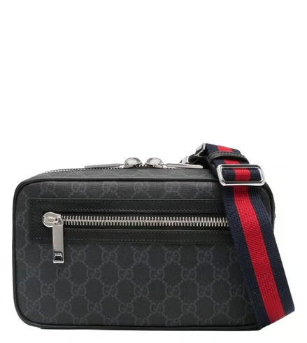 Gucci Black and Grey GG Supreme Belt Bag "Unworn"