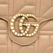 Gucci GG Marmont Matelassé Pearl Wallet on Chain Dusty Pink 