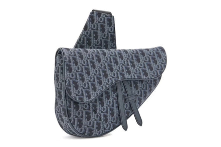 Dior Black & Grey Oblique Jacquard Saddle Bag (Pre-Loved)