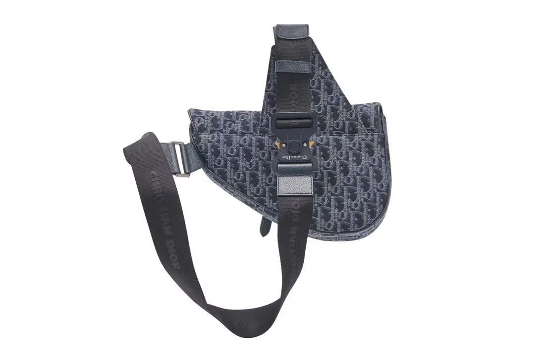 Dior Black & Grey Oblique Jacquard Saddle Bag (Pre-Loved)
