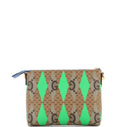 Gucci Geometric G Print Portfolio Pouch Beige/Ebony/Green (Pre-Loved)
