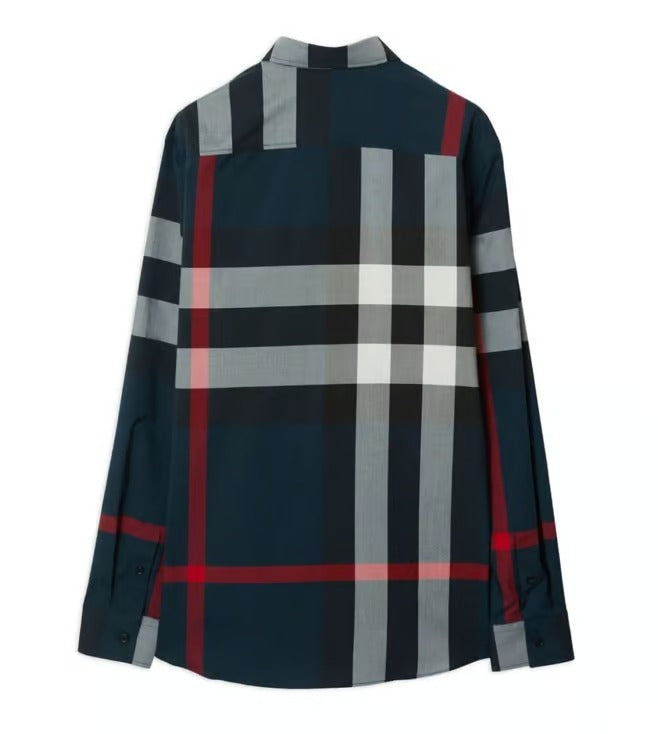 Burberry Navy Check Long-Sleeve Shirt (Pre-Loved)