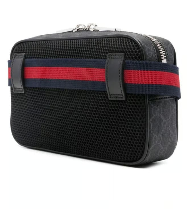 Gucci Black and Grey GG Supreme Belt Bag 