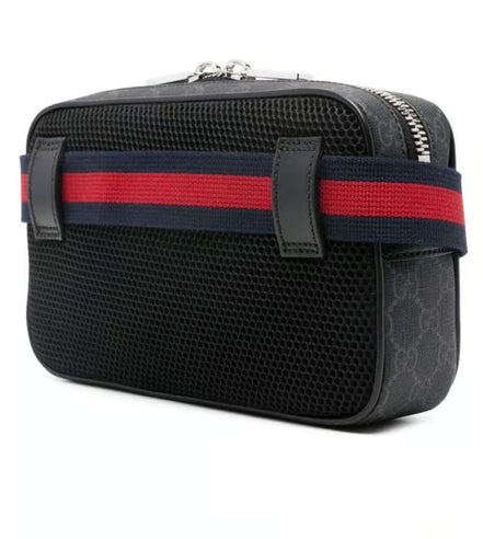 Gucci Black and Grey GG Supreme Belt Bag "Unworn"
