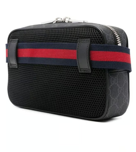 Gucci Black and Grey GG Supreme Belt Bag "Unworn"