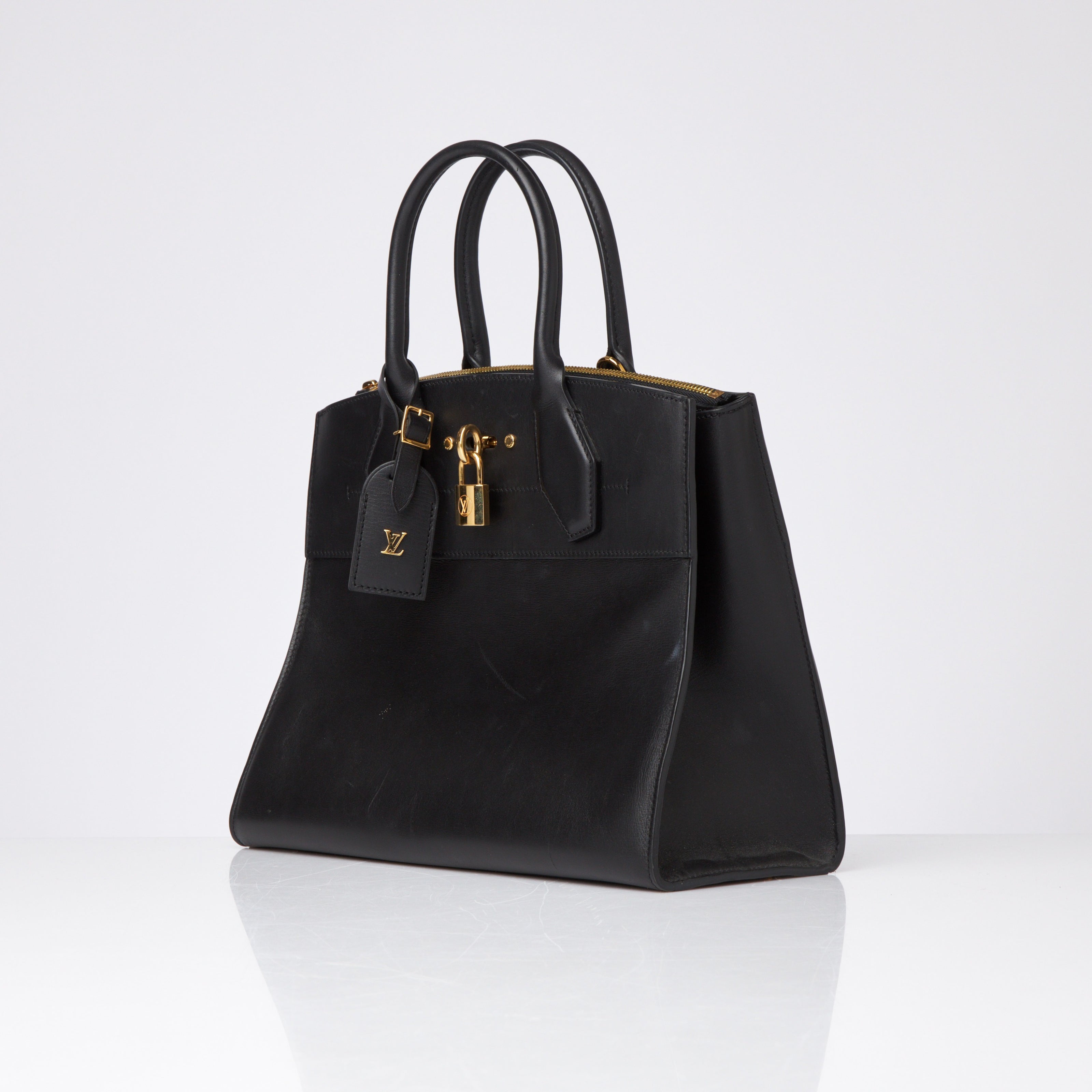 Louis Vuitton Calfskin City Steamer MM Black 